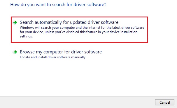 Search Automatically for Updated Driver Software to get printer driver