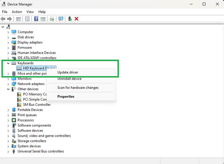 update keyboard driver
