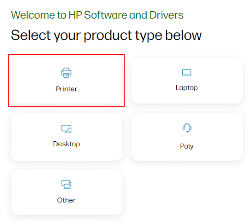 Choose printer on HP official website