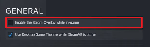 Enable the Steam Overlay while In-Game. Unmark this feature