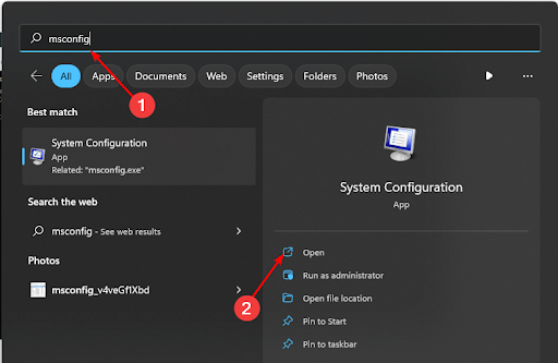 msconfig and then open system configuration