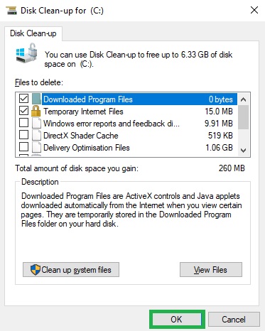 Clear Temporary Files Disk Clean-Up