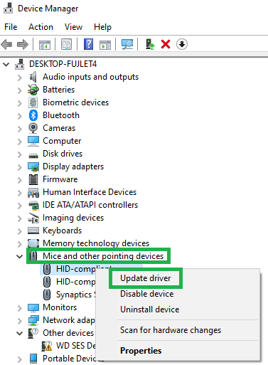 HID-Compliant Mouse Driver Update with Device Manager