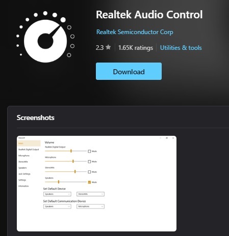 Realtek Audio Control