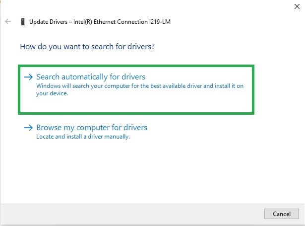 Update Drivers Search Automatically for Drivers