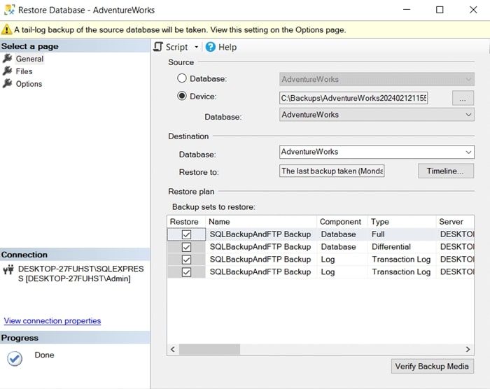 Transaction Log and Full Backup