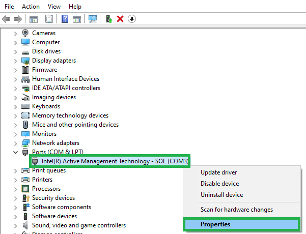 Device Manager Properties