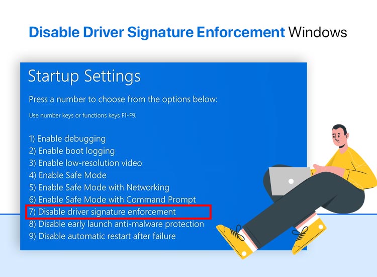 disable driver signature enforcement