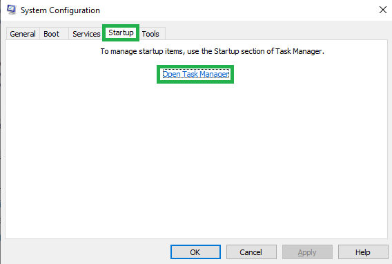 System Configuration Startup