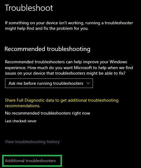 additional Troubleshoot