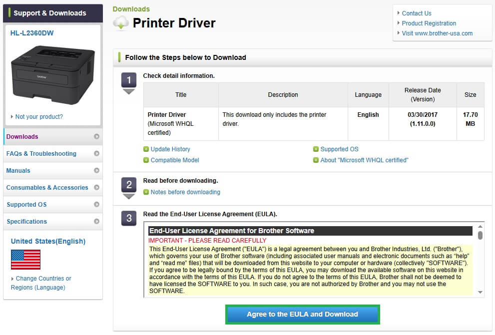 Agree to the EULA and Download