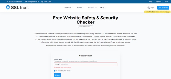 SSLTrust Free Website Safety & Security Checker