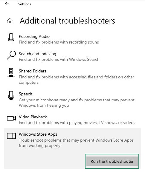 additional troubleshooter