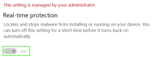 off the real-time protection.