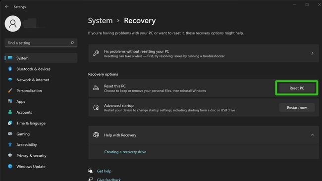 reset pc