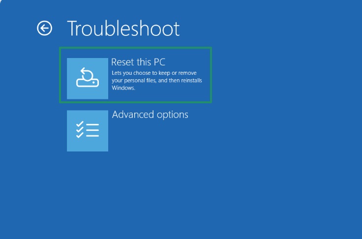 reset this pc