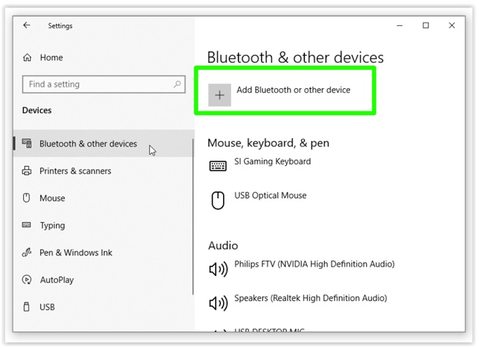 Add Bluetooth or other device