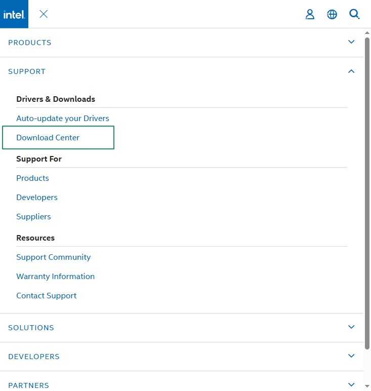 Intel download center
