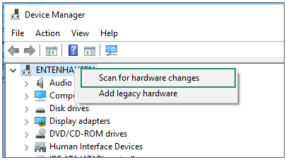 Scan for hardware changes