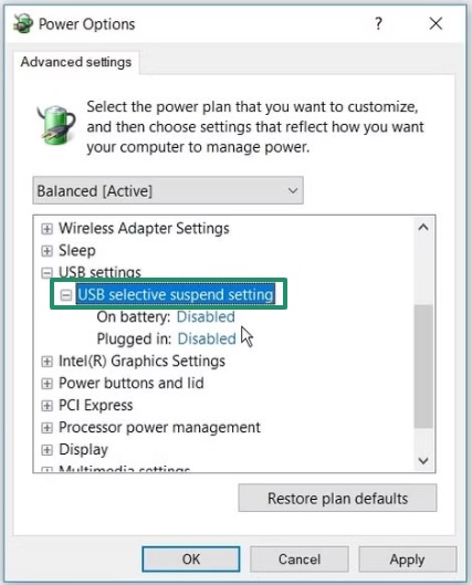 USB Selective Suspend Setting
