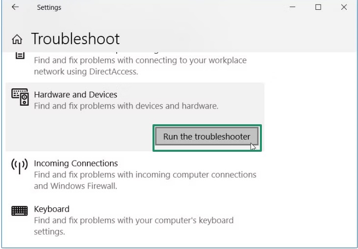 run the troubleshooter