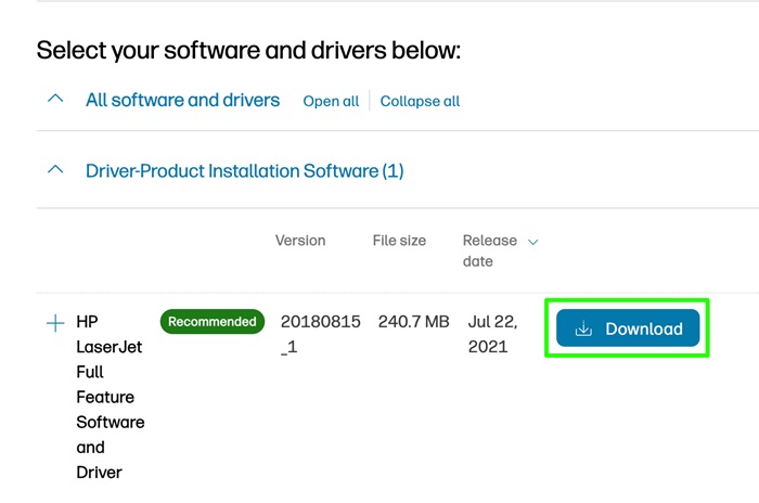 select driver and software option for hp laserjet m1136 printer
