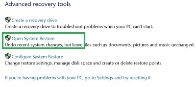 Open System Restore
