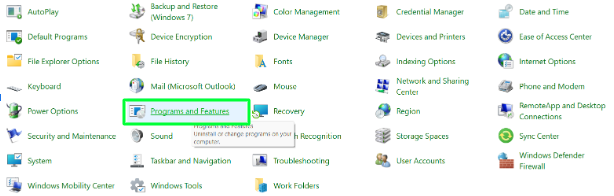 Programs and Features