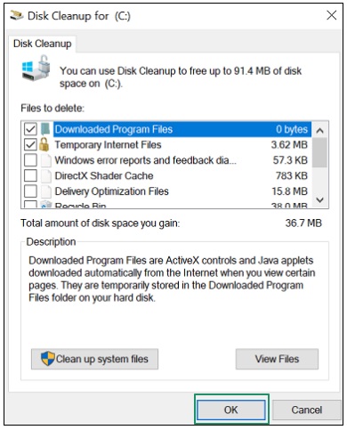 Run disk cleanup