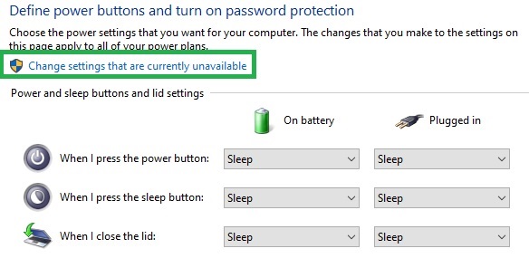 change settings that are currently unavailable