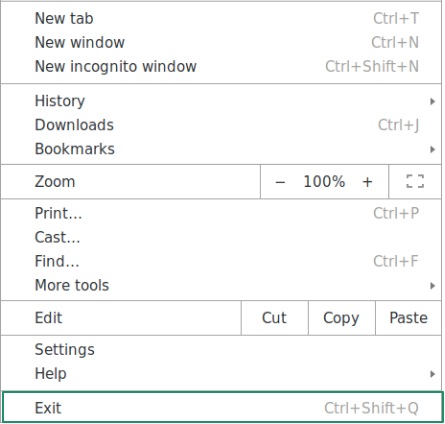 exit from chrome