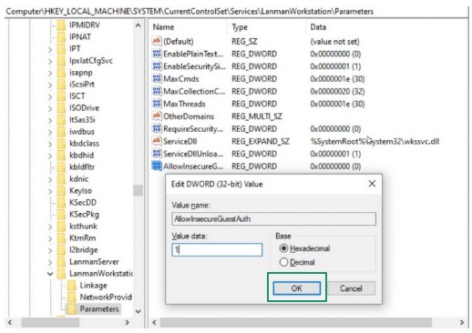 AllowInsecureGuestAuth