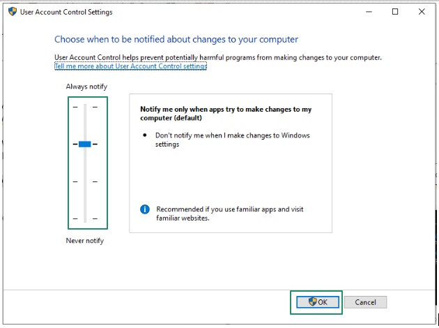 Change User Account Control settings