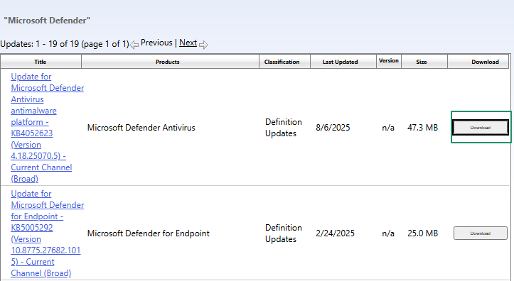 Microsoft Defender in microsoft catalog