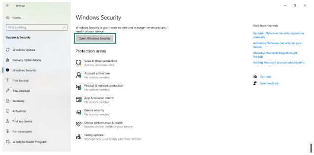 Open Windows Security.