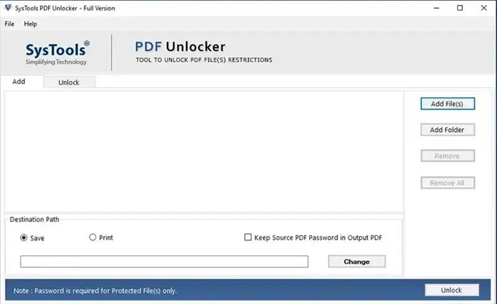 SysTools PDF Unlocker Tool
