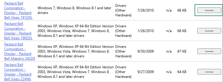download packard bell drivers