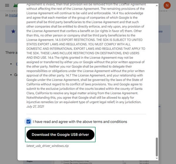 download the Google USB driver.