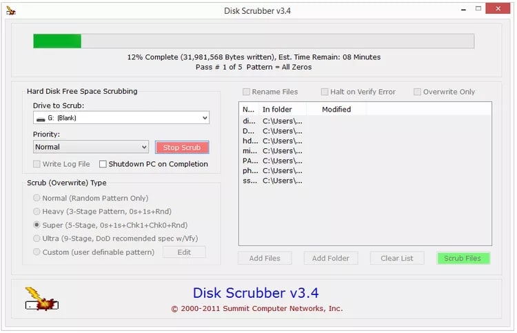 hard disk scrubber
