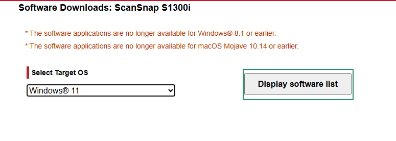 Display software list