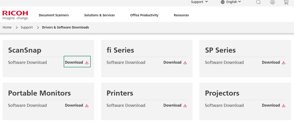 Download option in scan scap