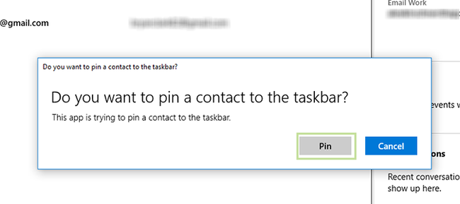 Pin button to add the contact t