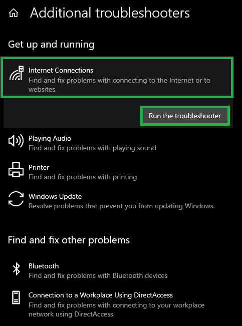 Run the troubleshooter