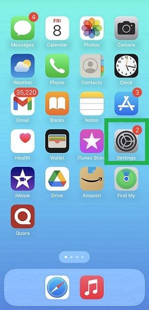 Settings application on your iOS device.