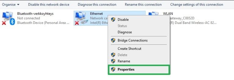 Wi-Fi connection and then select Properties