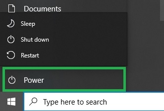 Windows logo key and choose Power.