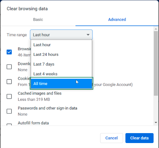 all time delete data
