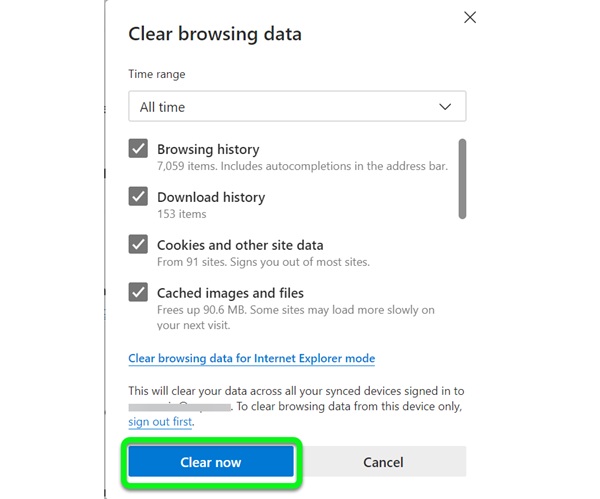 clear browsing cache