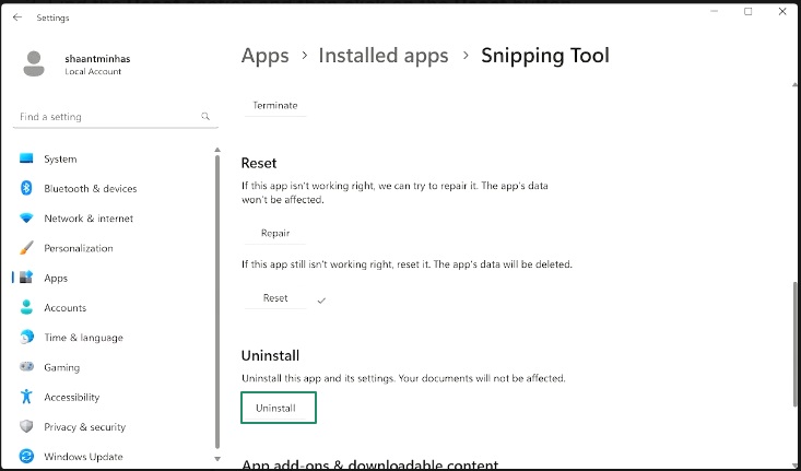 uninstall sinpping tool