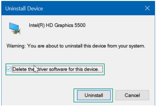 Delete the driver software for this device